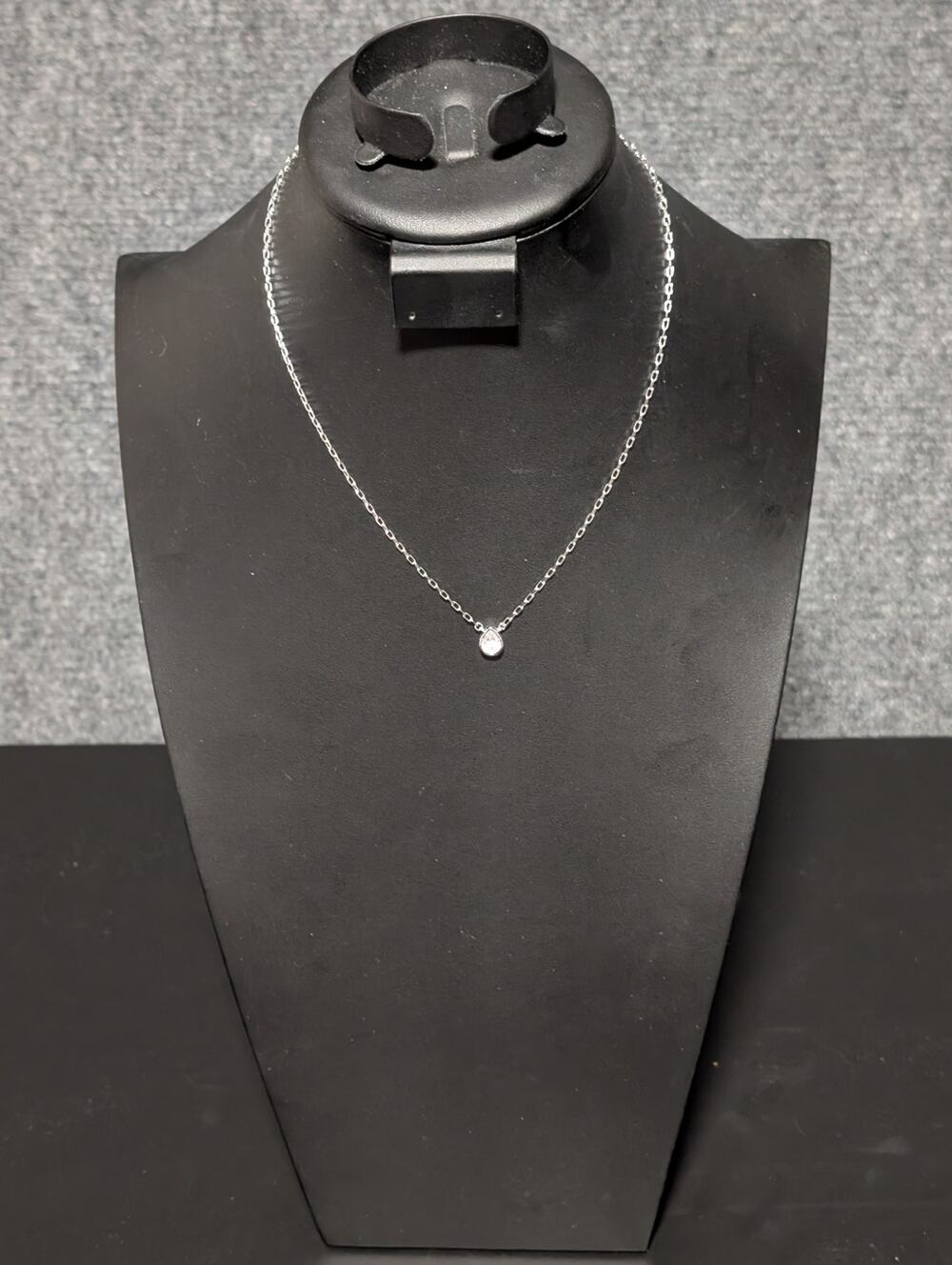 RG Marked Necklace With Tear Drop Crystal Pendant